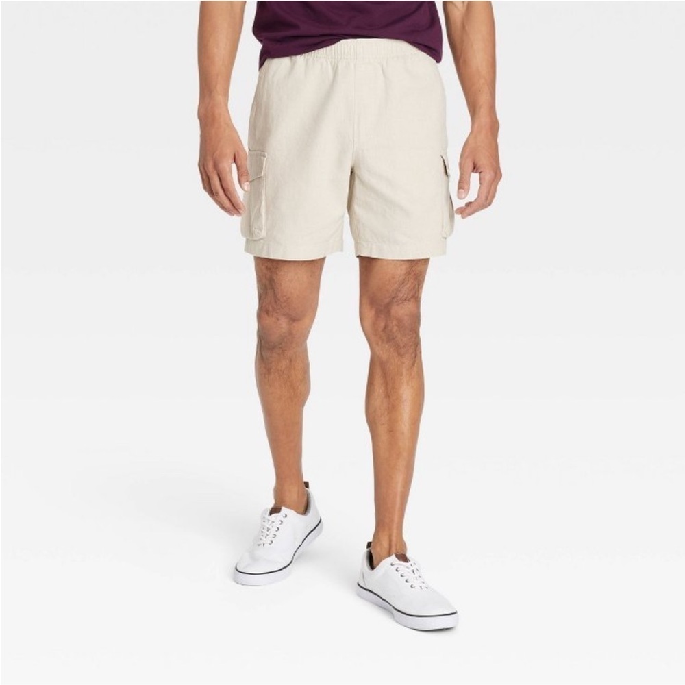 Men's 7" Everyday Relaxed Fit Cargo Shorts - Goodfellow & Co™ Cream new
